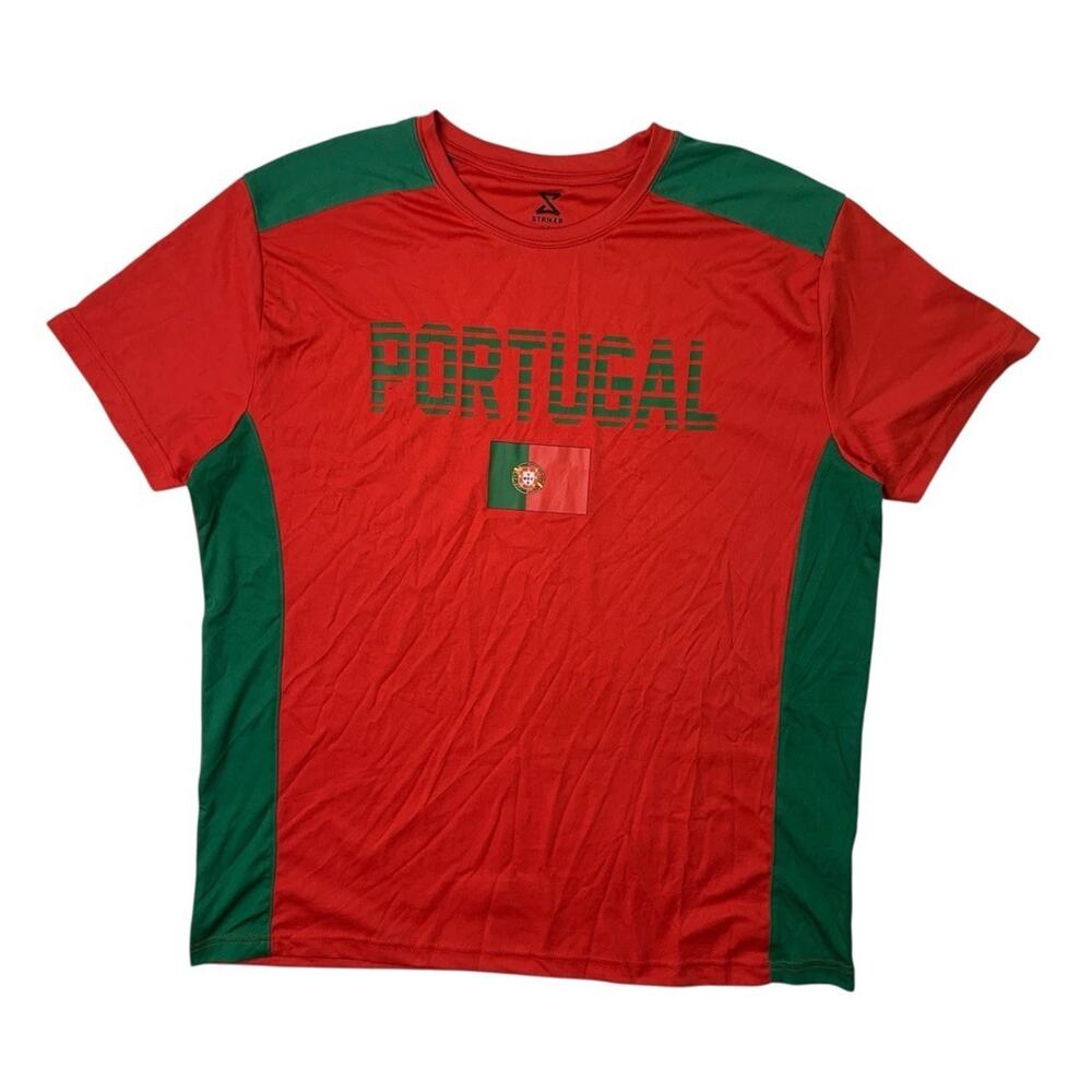 Portugal Soccer Jersey Mens XL Red Green Crew Neck Short Sleeve Football Striker